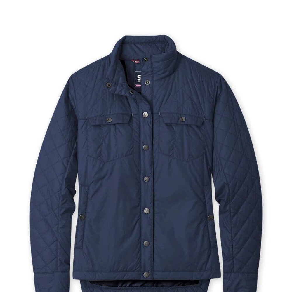 Stio Womens Skycrest Shirt Jacket Snap Quilted - Large Dark Blue